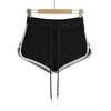 Shorts Esportivos de Cor Contrastante Novos de Verão Feminino Cintura Baixa Emagrecimento Cordão Design de Borda Branca Reto Casual Hot Pants Tendência Roupa Externa