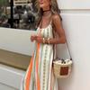 Amazon Estación Independiente Verano Europeo y Americano Nuevo Vestido Holgado de Tirantes Estampado Bohemio para Mujer