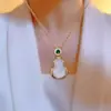 Collar de Calabaza Pequeña para Mujer Calcedonia Blanca Lujo Ligero Nicho Estilo Nacional Nuevo Estilo Chino Cadena para Clavícula Cadena Collar de Cadena Regalo de Verano para Mamá