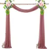 Decorações de Casamento Populares de Gaze Transfronteiriça para Arcos de Gramado ao Ar Livre, Cortinas de Arranjo de Casamento, Cortinas de Chiffon com Pérolas