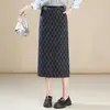 Falda de cuadros con cintura elástica y abertura para mujer, nuevo estilo otoño 2026, corte ajustado, moderna, elegante, de corte recto, que se ajusta a la cadera