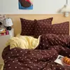 Juego de cama de cuatro piezas estilo Ins, sábana de dormitorio de gasa de nube ultrasuave estilo coreano, juego de tres piezas para estudiante, funda de edredón vintage