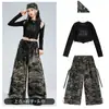Conjunto de Dança de Rua Camuflado para Meninas Hip-Hop Tendência Cool Moda Ano Novo Jazz Dance