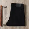 Estação europeia verão fino jeans masculino reto slim lavado stretch avançado importado casual Calças jeans