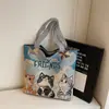 Nova Bolsa de Ombro com Estampa de Cachorro de Desenho Animado Grande Capacidade Coração de Menina Estudante Comutador Tela Fofa Tendência Bolsa Feminina