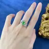 Joias Zhuozhifan 2023 Novo Modelo Anel de Prata S925 com Diamante Verde e Design de Folha, Fresco e Único Incrustado com Diamantes de Alto Carbono, Design de Nicho