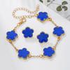 Explosiones Europeas y Americanas Pulsera de Trébol de Cuatro Hojas Pulsera Sánscrita Pendientes de Trébol de Cuatro Hojas de la Suerte Pulsera Traje Pulsera Pendientes