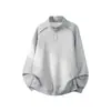 2026 Sudadera con Capucha y Cremallera Media de Cuello Alto para Hombre Pulóver Americano Patchwork Holgada Tallas Grandes Sudadera con Capucha Casual Chaqueta Hombre