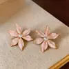 Pendientes de Plata con Baño de Oro Real de 18k, Aguja de Plata, Zirconia, Flor de Gota de Aceite, Pendientes Pequeños Frescos y Dulces, Pendientes con Sensación de Lujo Ligero de Alta Gama