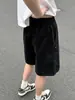 Shorts de Trabalho Americano Retrô Marrom Lavado para Homens, Verão Casual Estilo Lenhador Soltos de Cinco Pontos com Pernas Largas