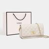 Bolso Cruzado para Mujer 2026 Verano Nuevo Estilo Bolso de Mujer de Piel Genuina Bolso Cuadrado Pequeño Acolchado Bolso Pequeño de Cadena de Alta Gama Bolso de Mano