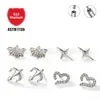 Jiang Ti F136 Clavo de Oreja de Titanio Tridente Cuatro Estrellas Amor Aleación de Titanio G23 Joyería para Perforaciones Corporales Pendientes