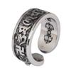Seis caracteres mantra diamante anel pilão retro na moda personalidade nicho design sentido abertura ajustável anel literário e artístico