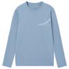 Camiseta de manga comprida de algodão puro masculina, gola redonda, blusa branca, roupas, moda americana, estampa de letras, camisa de base de algodão