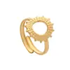 Anillo abierto ajustable de acero inoxidable hueco estilo europeo y americano para mujer, doble capa, temperamento, personalidad, diseño de nicho, anillo para el dedo