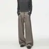 Calça Social LKTM Menswear 26AW Estilo Old Money com Botões, Corte em A, para Homens e Mulheres, Calça Casual de Cintura Alta e Perna Larga de Alto Padrão
