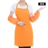 Delantal personalizado estilo coreano color sólido hogar trabajo delantal al por mayor en stock marrón delantal publicitario con LOGO impreso
