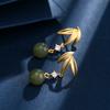 Nuevos y modernos pendientes de jade hetiano de plata esterlina s925 para mujer, pendientes de jade con hojas de bambú estilo Mori, pendientes de oro con método antiguo.