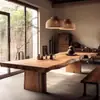 Mesa de Té Estilo Madera Natural, Mesa de Té de Madera Maciza para Oficina, Mesa de Recepción, Mesa de Conferencias de Tablero Completo, Mesa Larga, Mesa de Negociación, Modelo Nuevo