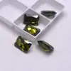 Anel de Zircônia Facetada Retangular Pedra Solta Rosto Atacado, Pedra Preciosa Pequena Octogonal Verde Oliva, Fundo Pontiagudo Diamante, Cz Sintético