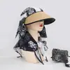 Sombrero de Protección Solar UV para Mujer, Verano Anti-UV Ala Ancha Parte Superior Abierta Moda Versátil Tendencia Sombrero de Sol para Playa