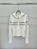 Jaqueta Cardigan de Malha Feminina Nanyou Light Luxury Socialite Moda Estrela da Sorte Letra Jacquard Gola Reversível Zíper Top