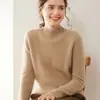 Suéter de Cashmere de Montanha Média, Cor Sólida Espessada, Modelagem Solta, Tricô para o Dia a Dia, Suéter Básico, Todo em Cashmere