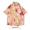 Nova Camisa Masculina de Seda Gelada com Estampa Verão 2023 Estilo Hong Kong Marca Tendência Moda Estilo Praia para Homens