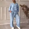 2026 Comercio Exterior Transfronterizo Amazon Moda Ropa Europea y Americana para Mujer Top Cómodo Holgado Pantalones de Pierna Ancha Conjunto Casual de Algodón y Lino
