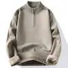 Cárdigan de Punto de Color Sólido con Media Cremallera para Otoño e Invierno Sudadera con Capucha Gruesa de Felpa Oversize para Hombre Versátil Cálido Tejido Base