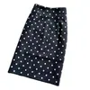 Falda Retro Elegante de Lunares para Mujer Primavera y Verano Nueva Moda Aspecto Adelgazante Elegante Cintura Alta Ajustada Cadera Fina Falda Midi con Abertura