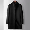 Abrigo de Lana Hecho a Mano para Hombre, de Longitud Media, con Cuello Alto, Estilo de Negocios Juvenil, Chaqueta con Forro de Plumas Desmontable
