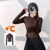 Top de Yoga con Cuello Alto de Terciopelo Plus Alta Elasticidad Ajustado Chaqueta Corta Diaria Casual para Correr Fitness Chaqueta Versátil