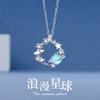 Collar Planeta para mujer plata esterlina piedra lunar ojo de gato colgante luz lujo nicho cadena clavícula 2022 nuevo regalo de Año Nuevo