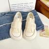 Zapatos de Lona con Velcro de Doble Uso, Lindos y Originales para Mujer, Nuevo Estilo Chic de Verano de Nicho con Punta en Forma de Mango, Zapatos Blancos Slip-On de Suela Gruesa