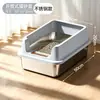 Bandeja para gatos de acero inoxidable extragrande, inodoro para gatos semi-cerrado, extragrande y elevado, caja de arena para gatos a prueba de salpicaduras, venta al por mayor del fabricante