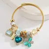 Pulseira de Aço Inoxidável Panjia Mais Vendida no Exterior, Elegante e Doce Pingente de Coração com Cadeado Flor do Amor, Pulseira de Contas de Alta Qualidade