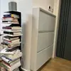 Nuevo zapatero de acero ultradelgado de 12 cm contra la pared gran capacidad doméstico extremadamente estrecho estante de almacenamiento para zapatos gabinete de almacenamiento para recibidor