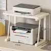 Pequena prateleira para impressora, prateleira de camada dupla na mesa, armazenamento de copiadora para mesa de escritório, suporte de mesa