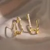 Brincos Femininos Populares Estilo Coreano com Contas da Sorte, Studs Versáteis Simples e Elegantes, Joia de Orelha Estilo Transmissão ao Vivo Atacado
