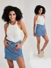 Falda Corta de Mezclilla con Abertura Personalizada para Mujer, de Cintura Alta, Adelgazante, con Leggings Integrados, Ajustada, Versátil, Shorts Casuales de Tres Cuartos