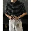 Camiseta de Verano Fina para Hombre de Punto con Cuello Camisero, Manga Corta, Estilo 'Old Money' Maduro, Moderna, Fresca, Casual, Versátil, Polo