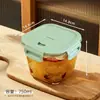 Tazón de Sopa de Vidrio Hogar Sellado Cuadrado Calentamiento Microondas Tazón Especial para Trabajadores de Oficina Lonchera para Adultos con Tapa para Conservación Fresca