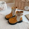 Botas Martin infantis, nova coleção outono/inverno 2026, botas de couro estilo britânico retrô para meninas, com sola macia, botas de moda versáteis de cano médio