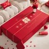 Mantel para Mesa de Café de Boda, No Lavable, Impermeable, Resistente al Aceite, Mantel Rojo para Mesa de Comedor, Cubierta Festiva para Decoración de Recién Casados, Mantel de Año Nuevo
