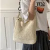 Bolsa Grande Capacidade de Verão para Mulheres 2026 Novo Estilo Estilo Preguiçoso Bolsa de Ombro Trançada Bolsa Tote Balde para Férias e Trabalho