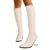 2025 Nuevas Botas de Tacón Grueso Sexy Estilo Europeo y Americano para Otoño, que no sobrepasan la rodilla, de Charol, Punta Cuadrada, Talla Grande, Tacón Alto, Botas de Jinete para Mujer