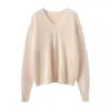 Suéter de Tricô Escovado Macio Cashmere com Toque Nebuloso para Mulheres, Camada Base com Gola V para Outono e Inverno, Novo Tricô Escovado de Fio Longo