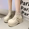 Zapatos Mary Jane de mujer con plataforma gruesa para aumentar la altura, nuevo modelo otoño 2026, con correa de hebilla, tacón grueso, suela de plataforma blanca