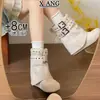 Botas de 8 cm de altura interior para mujeres petite, botines estilo Birkenstock con hebilla de cinturón, botas de cowboy western, botas con plataforma